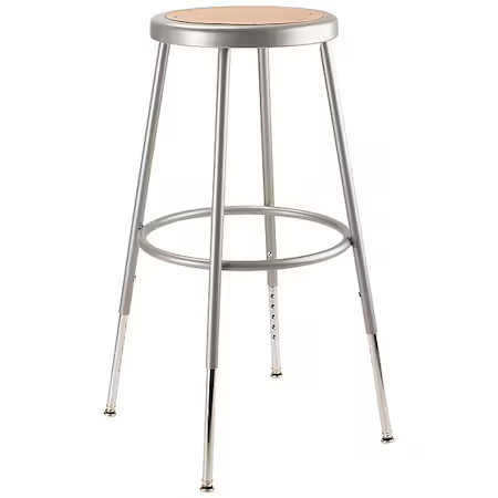 National Public Seating 3Llv9 Round Stool, Height Range 25" To 33", Hardboard