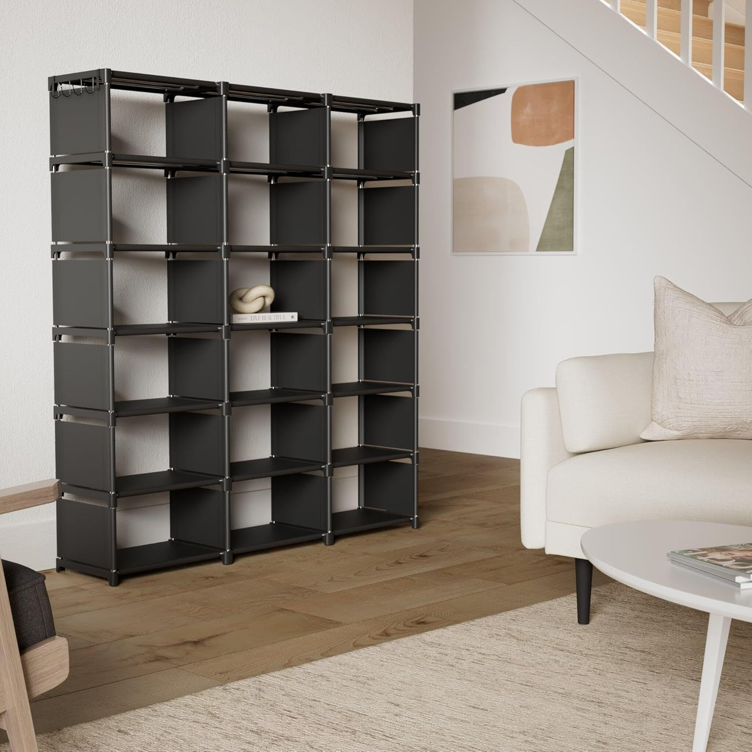 Bookcase, 18-Cube Extra Large Book Shelf, DIY Cube Storage Organizer for Bedr...