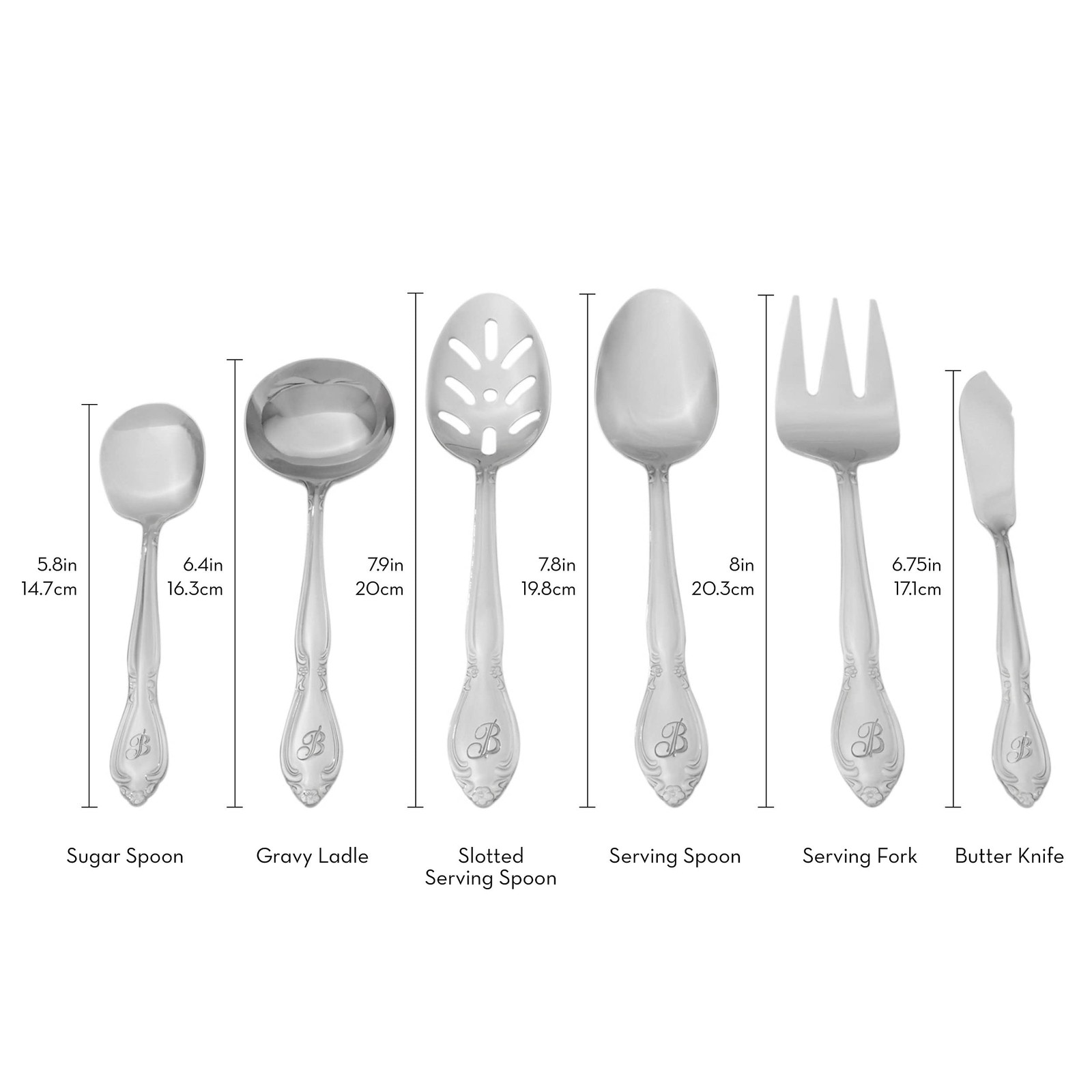 Rose Monogrammed Flatware Set 46 Piece Silverware - J - Utensils Set with Ser...