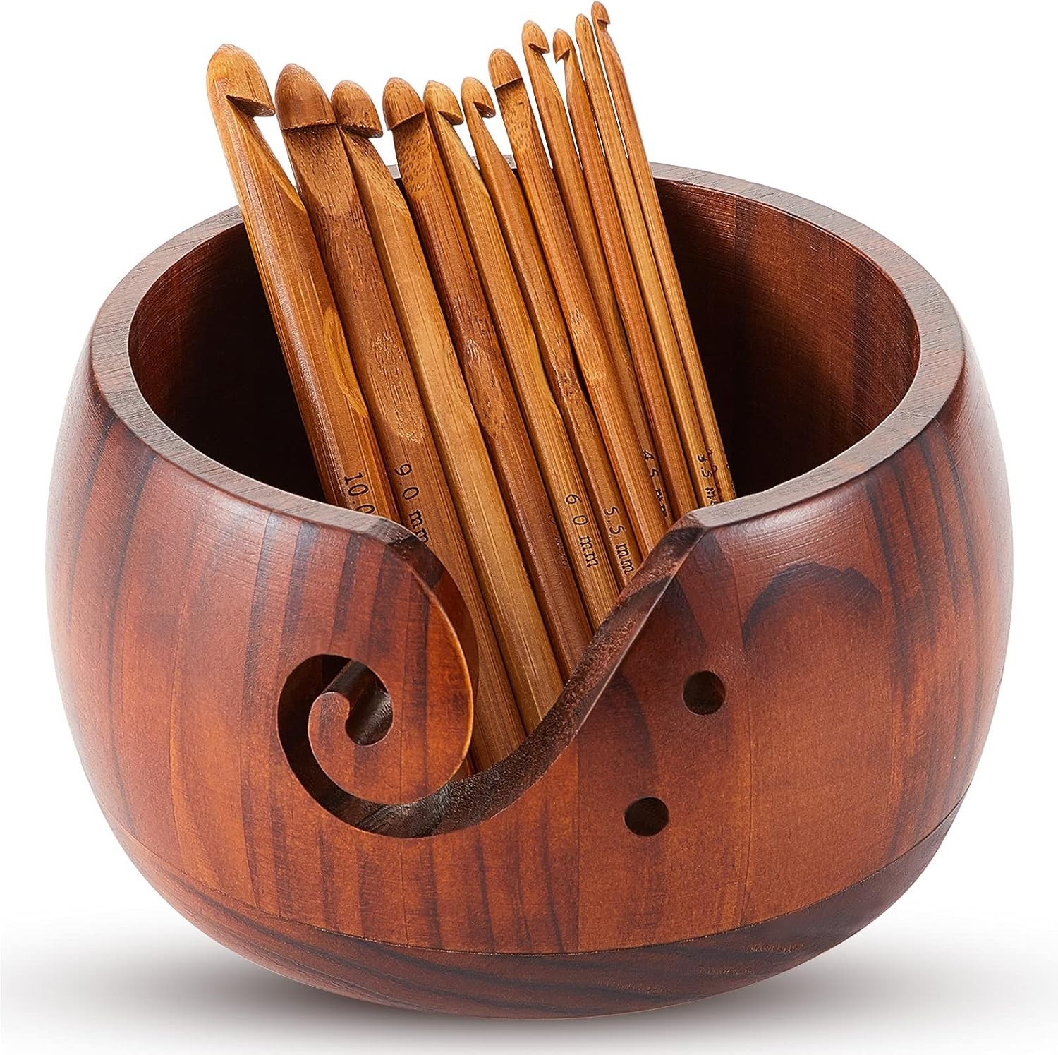 Wooden Yarn Bowl, Yarn Holder Bowls for Knitting & Crocheting Handmade Yarn S...