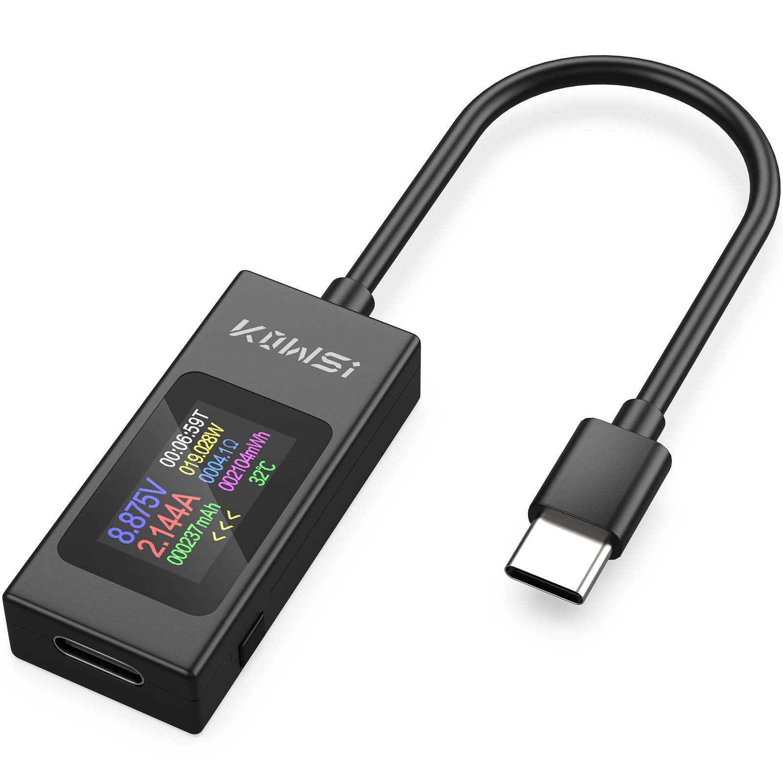 YEREADW USB C Tester Power Meter 4-30V 0-6.5A, Voltage C Tester, Black