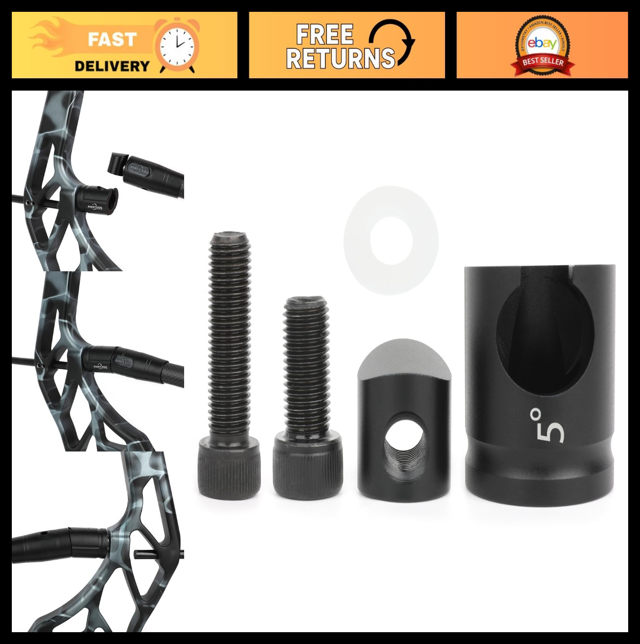 Quick Disconnect Archery Stabilizer 0/5/8/10 Degree Matte Black for Compound/Rec