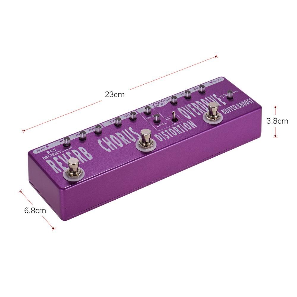 true bypass RC5 6-in-1 guitar multi-effect pedal chorus distortion reverb metal