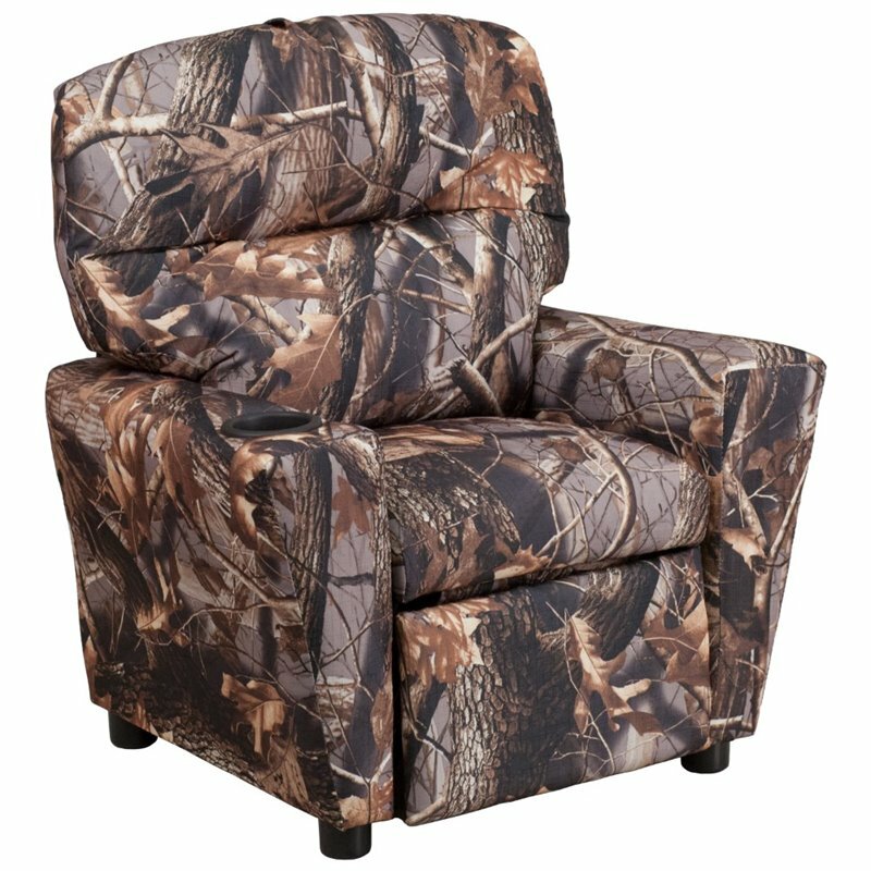 Flash Furniture Fabric Kids Recliner with Cup Holder in Camouflage Brown