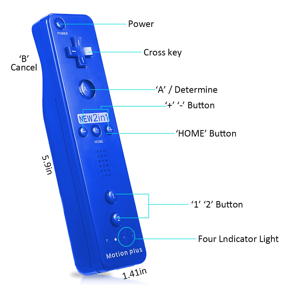 Wiimote Built in Motion Plus Inside Remote Gesture Controller For Wii & Wii U