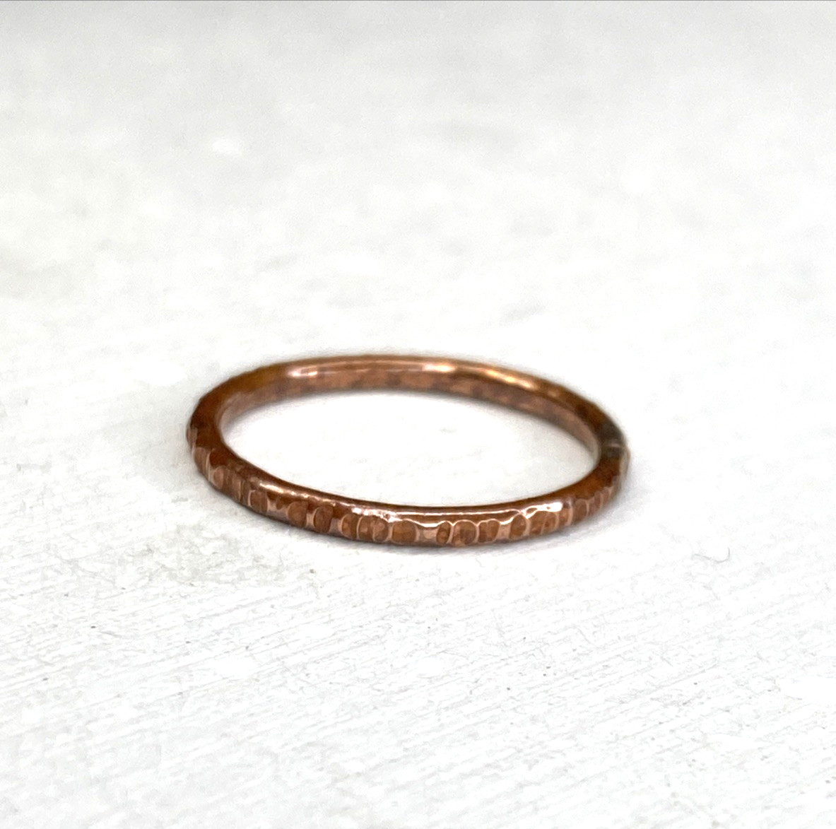 Copper Ring Stackable Hammered Rings band Size 6.5 Wedding Ring Unisex thin 2mm