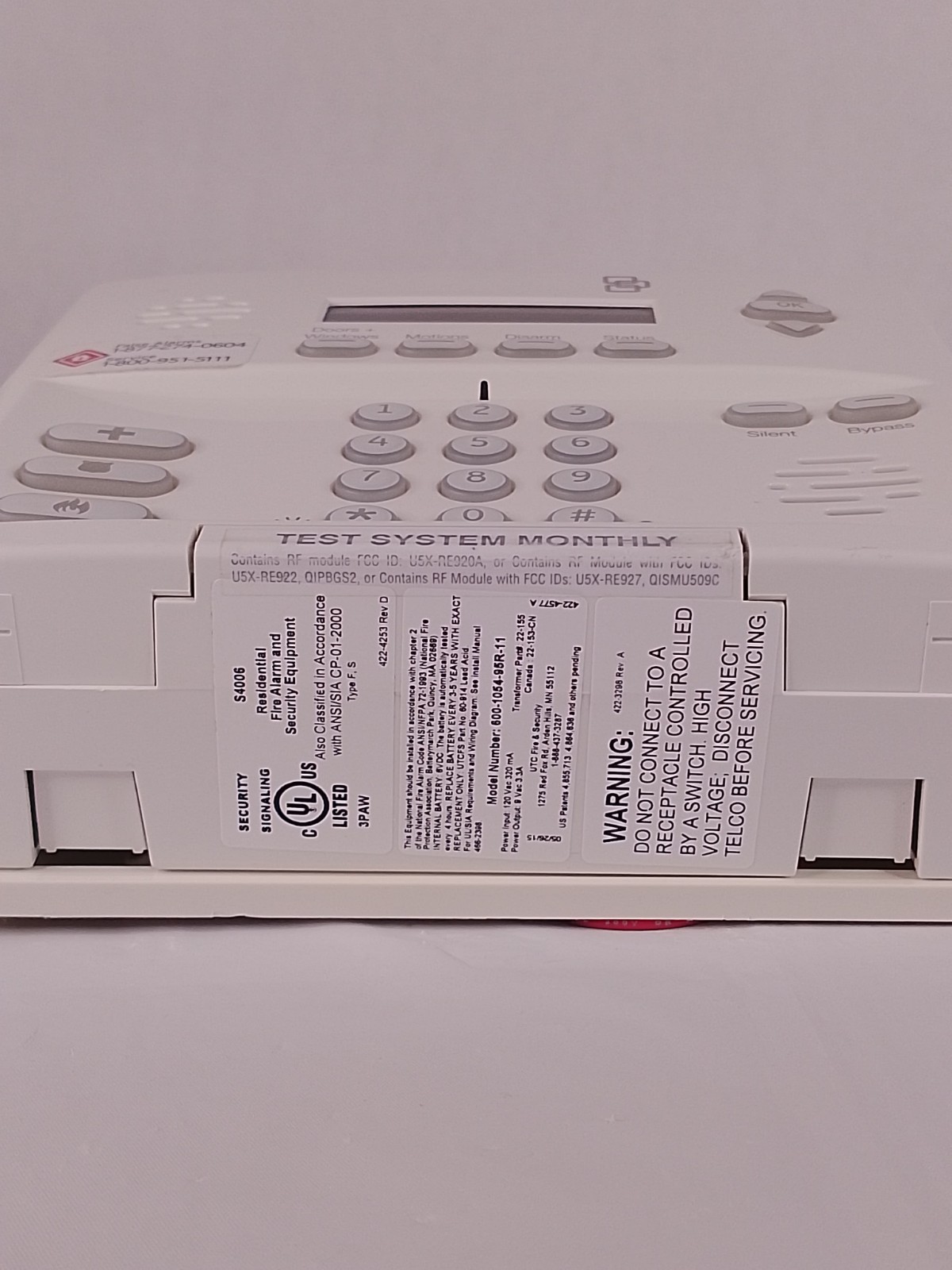 GE Interlogix Simon XT Wireless Home Security Alarm Control Panel Keypad