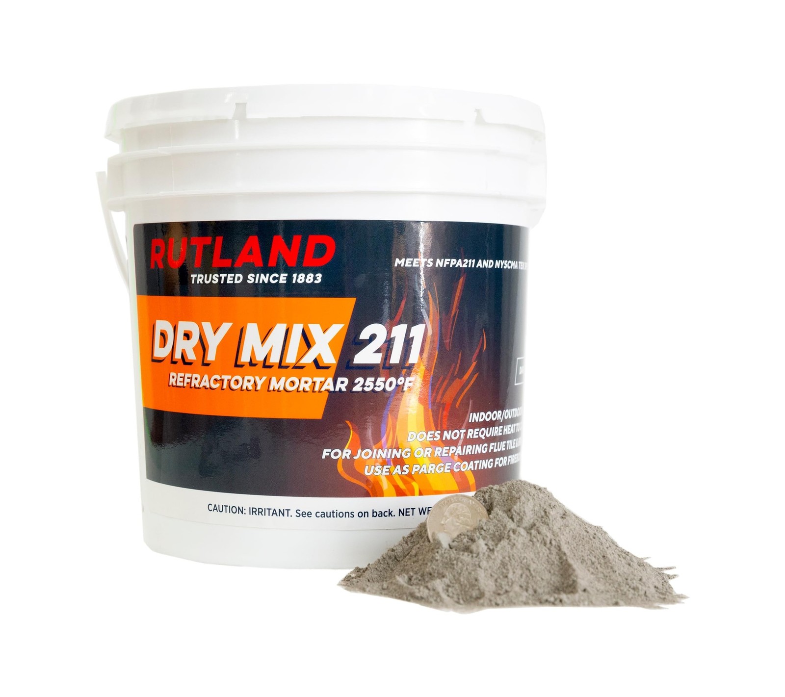 Rutland Dry Mix 211 Refractory Mortar 10 Pound - USA-Made High Temperature Mo...