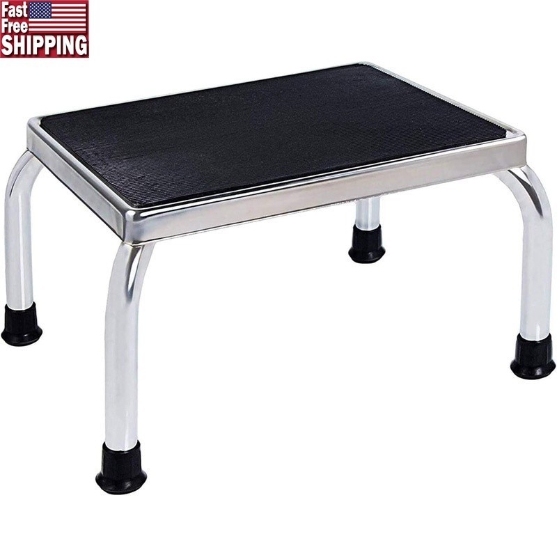 Heavy Duty Chrome Plated Step Stool Non-Skid Durable Indoor Outdoor Use