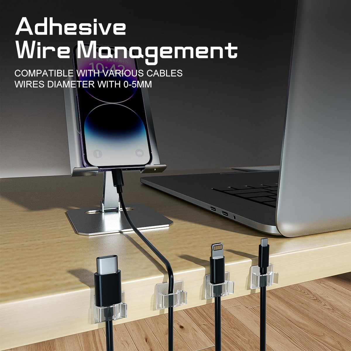 100PCS Cable Clips, Adhesive Wire Clips Strong Cord Clips Wire Holders, Cable...