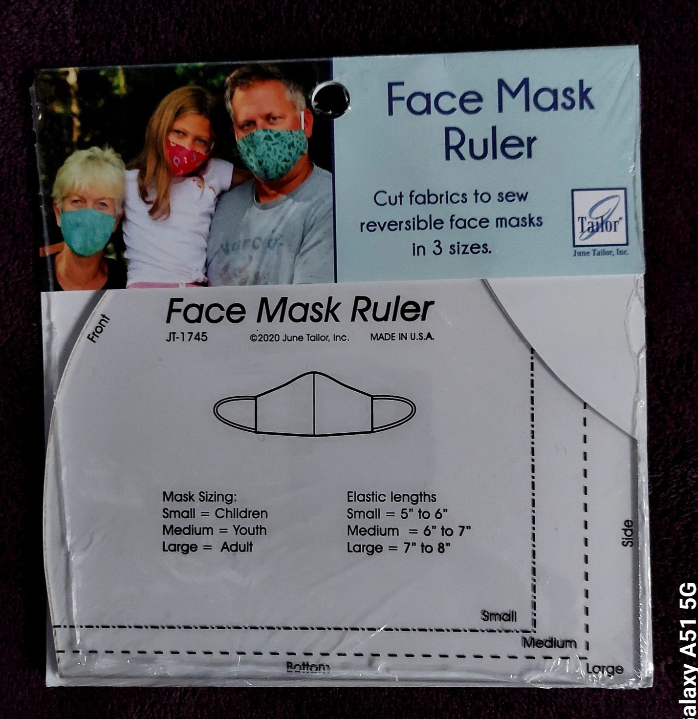 June Tailor Face Mask Ruler in 3 Sizes