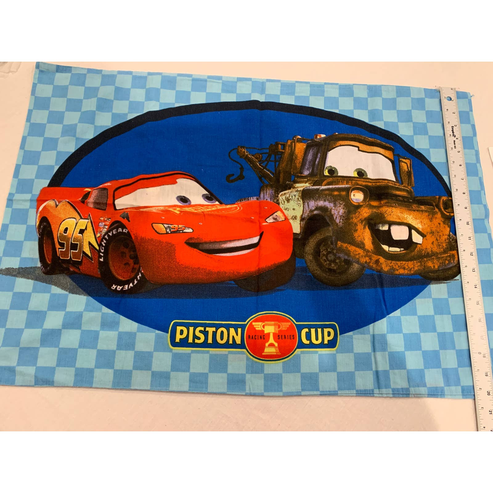 Disney Pixar Cars Pillowcase Standard Size Lightning Mcqueen Tow Mater Piston