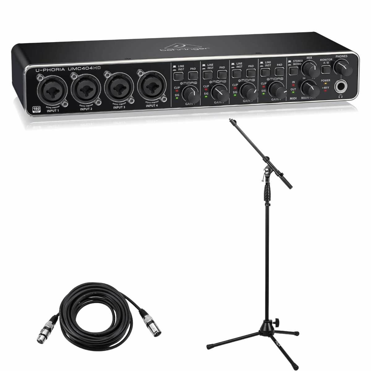 Behringer U-PHORIA UMC404HD USB 2.0 Audio Interface - Bundle With XLR Profession