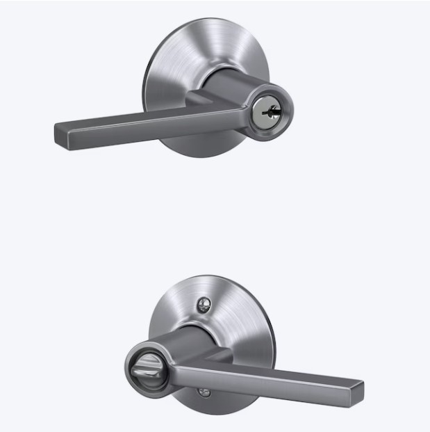 (Lot of 6) Schlage F51A LAT 626 Latitude Door Lever Keyed Entry Lock  Satin Chro