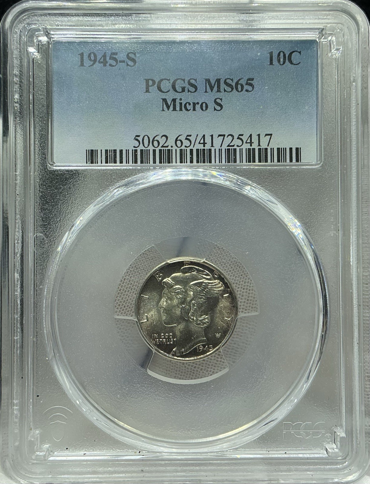 1945-S 10c Mercury Dime Micro S San Francisco Gem Uncirculated PCGS MS 65