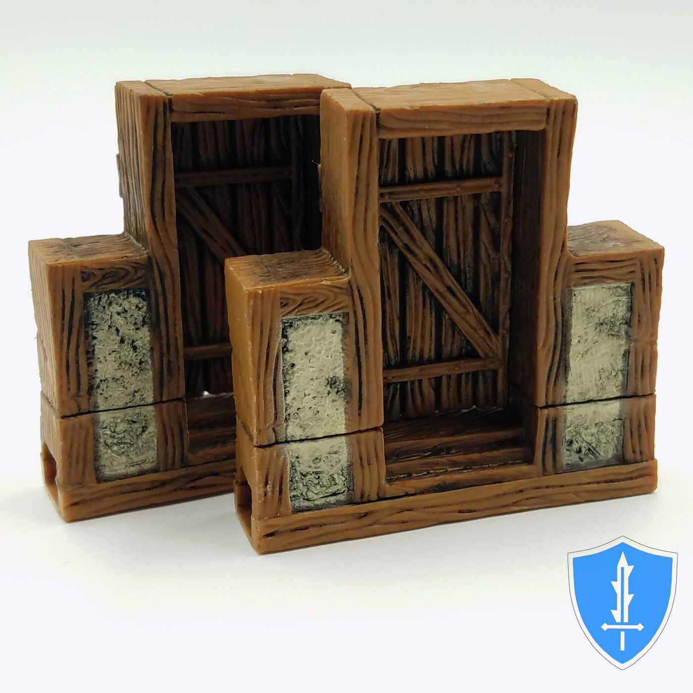 Wood Exterior Single Door x2 - WizKids WarLock Tiles D&D Dungeon 1" Tall Terrain