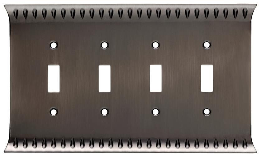 (5 Pack) Brainerd - Wadsworth - Heirloom Silver Quad Switch Wall Plate - W30340-