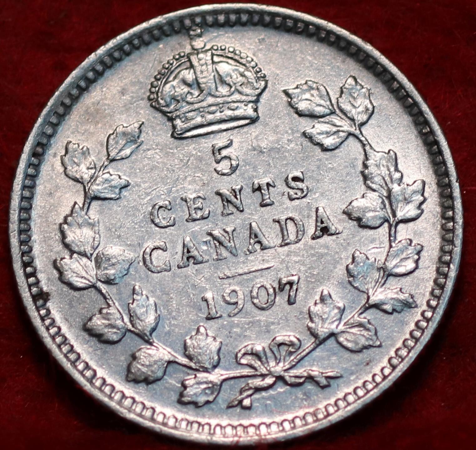 🇨🇦 1907 King Edward VII 5 Cents AU+++ Silver Foreign Coin Canada