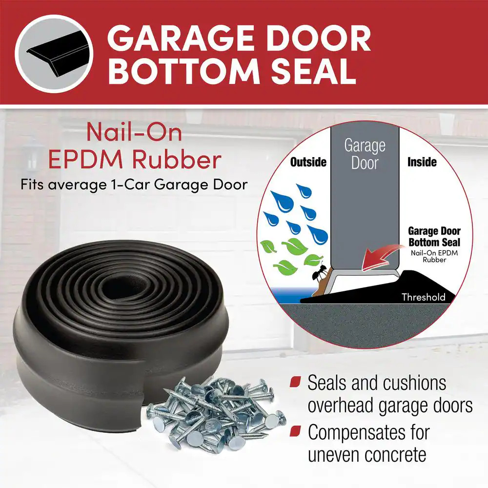 9 Ft Garage Door Bottom Seal 2-1/4" Rubber Weather Strip Replacement Kit