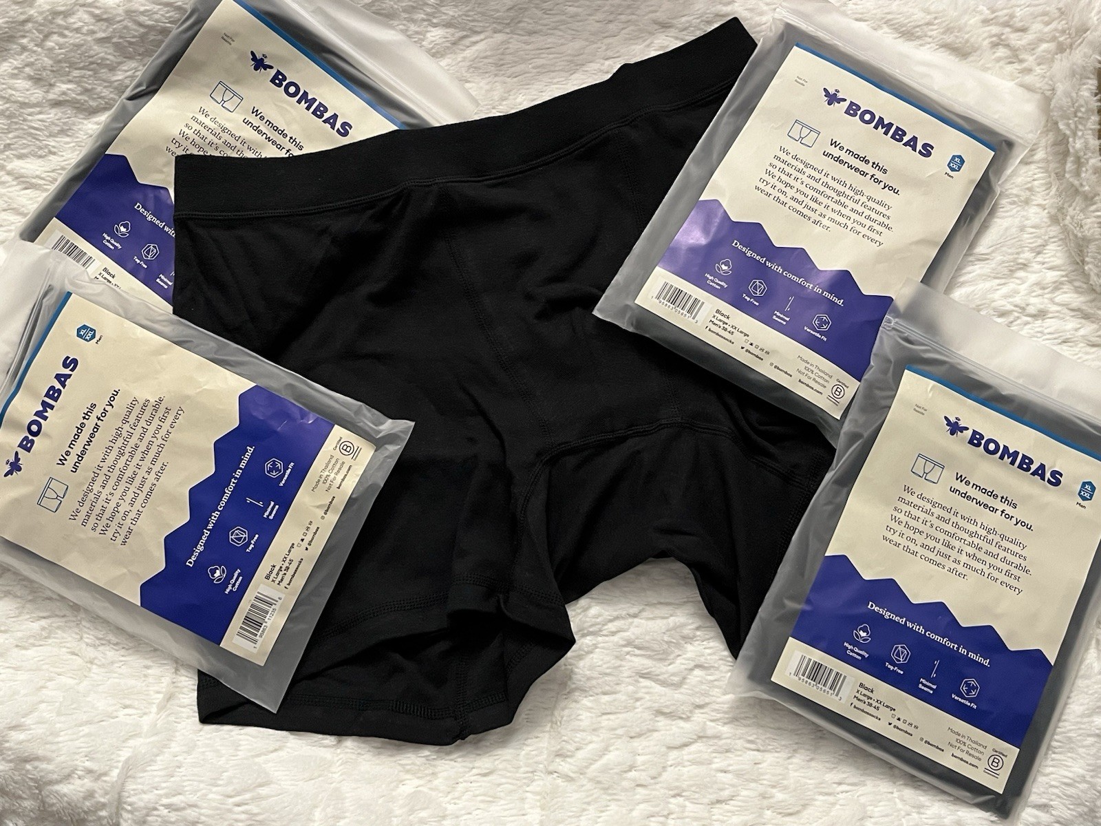 LOT 4 NWT BOMBAS Boxer Short/Briefs 5” Cotton Men Flyless Underwear XL/XXL 38-45