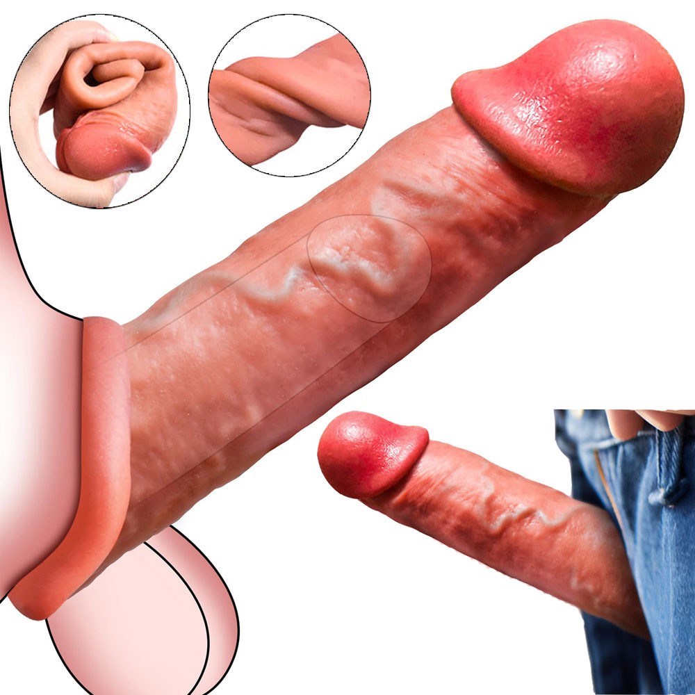 Huge-XL-Penis-Enhancer-Enlarger-Male-Extension-Sleeve-Girth-Penis-Hollow-Sheath
