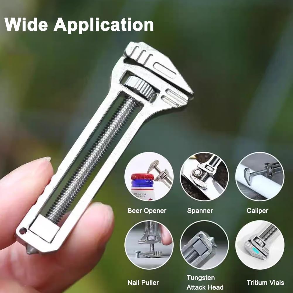 Durable Compact Titanium Multi-tool: Keychain Mini Wrench & Bottle Opener - 2pcs