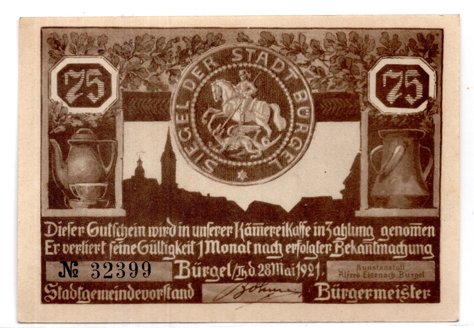 1921 Germany Burgel Notgeld Set of 7 Notes (868)
