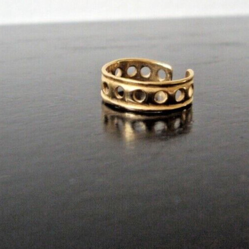 Daily Use 4 Women's ADJUSTABLE EMBOSSED HOLE PATTERN PINKY T0e Ring 925 Silver