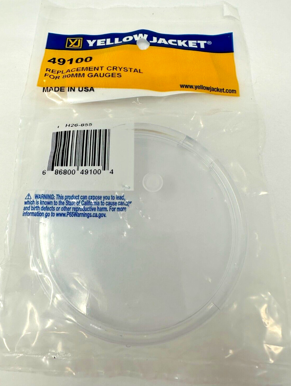 NEW Yellow Jacket Gauge Lens 3-1/8" Crystal Part# 49100 For 80MM Gauges
