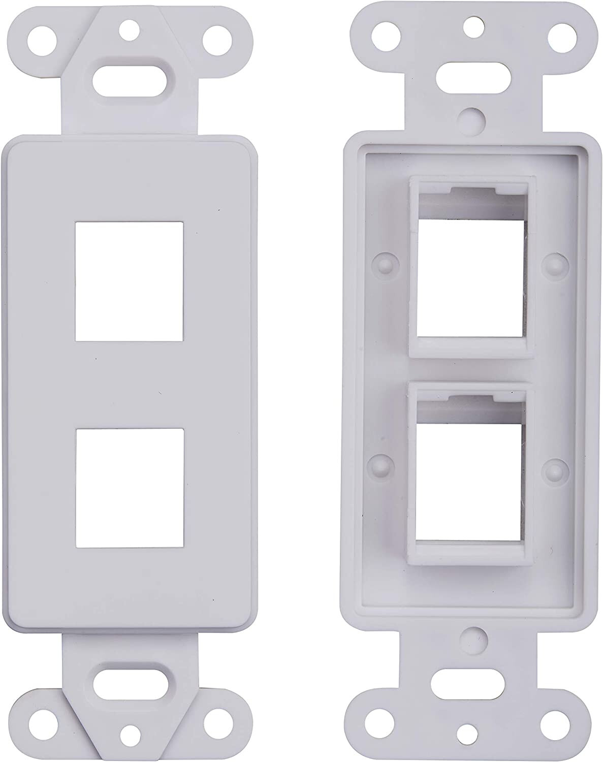 1 pcs - 2 Port Decoration Wall Plate Keystone Insert 2 Gang White WallPlate