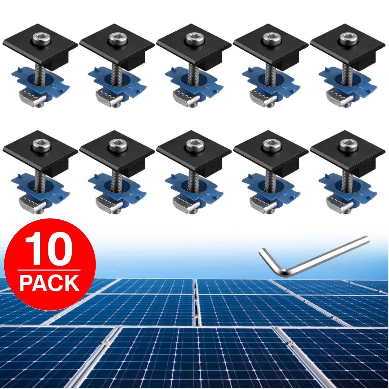 10Pcs Solar Panels Mid Clamps for Unistrut Aluminium Panel Brackets 30Mm/35Mm