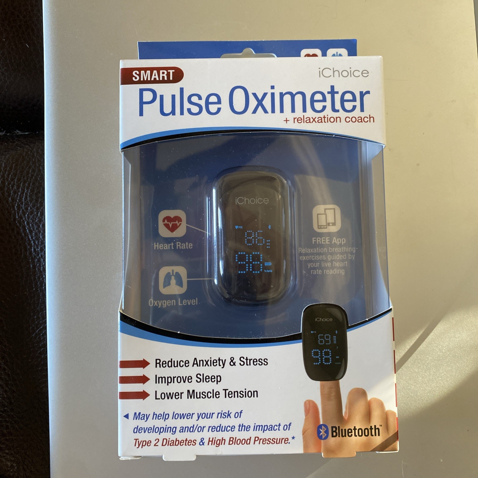 iChoice Smart Pulse Oximeter + Relaxation Coach Bluetooth Heart Rate & Oxygen