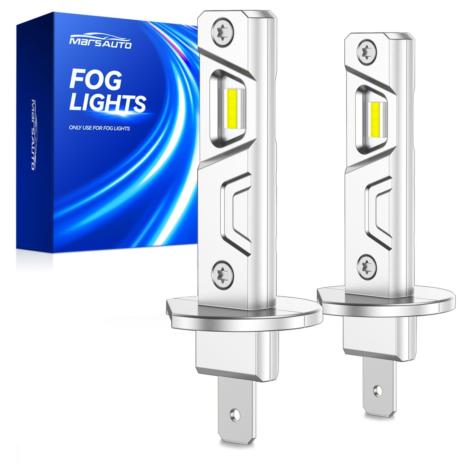 Marsauto H1 Fog Light Bulb, 800% Brightness H1 Fog Lights, 6500K White No Ada...
