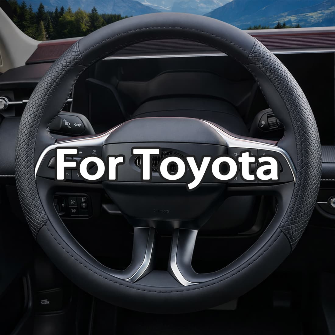 15" Steering Wheel Cover Leather for Toyota Black Leather Fur US STOCK