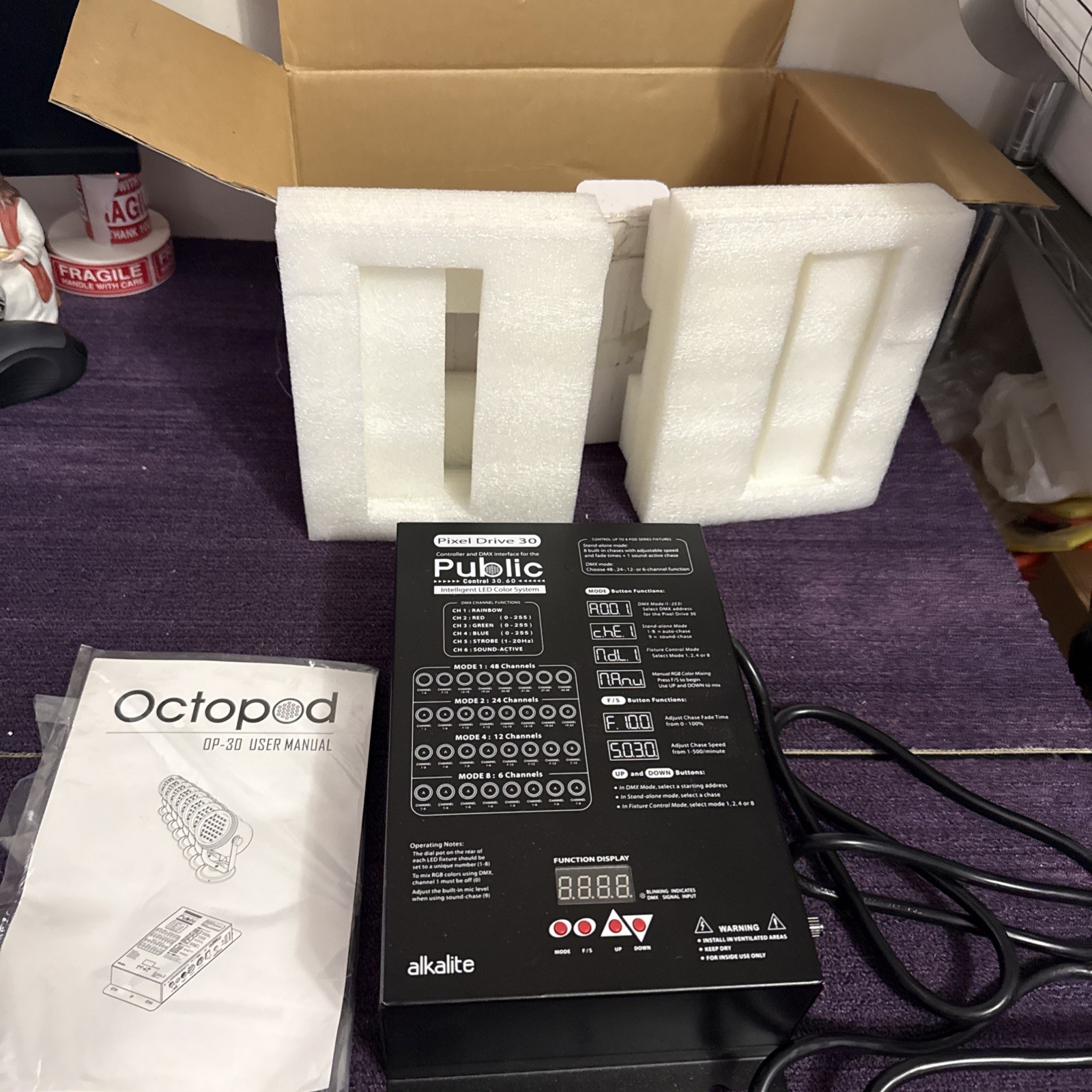 Alkalite Pixel Drive 30 DMX controller . New Old Stock Open Box Drive Only.