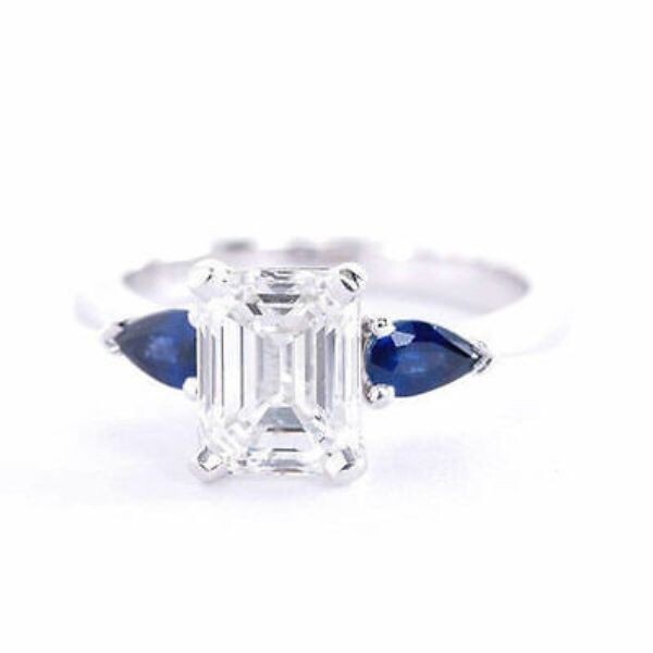 Classic 2 Ct Emerald Cut Treated White Diamond Engagement Ring 925 Silver