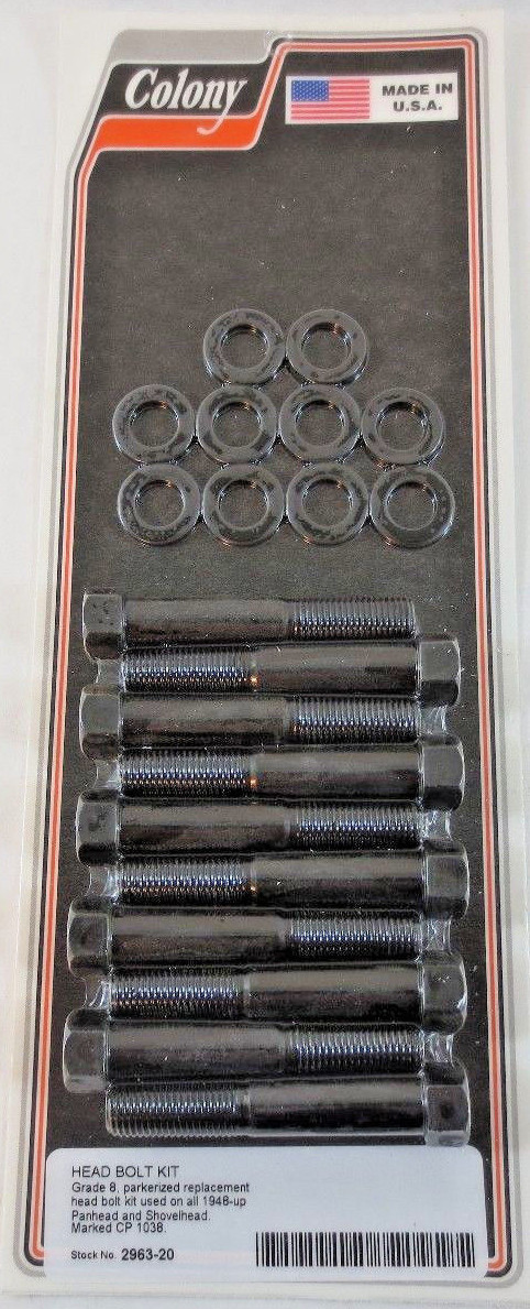 HEAD BOLT KIT Harley Panhead Shovelhead Grade 8 Parkerized 2963-20