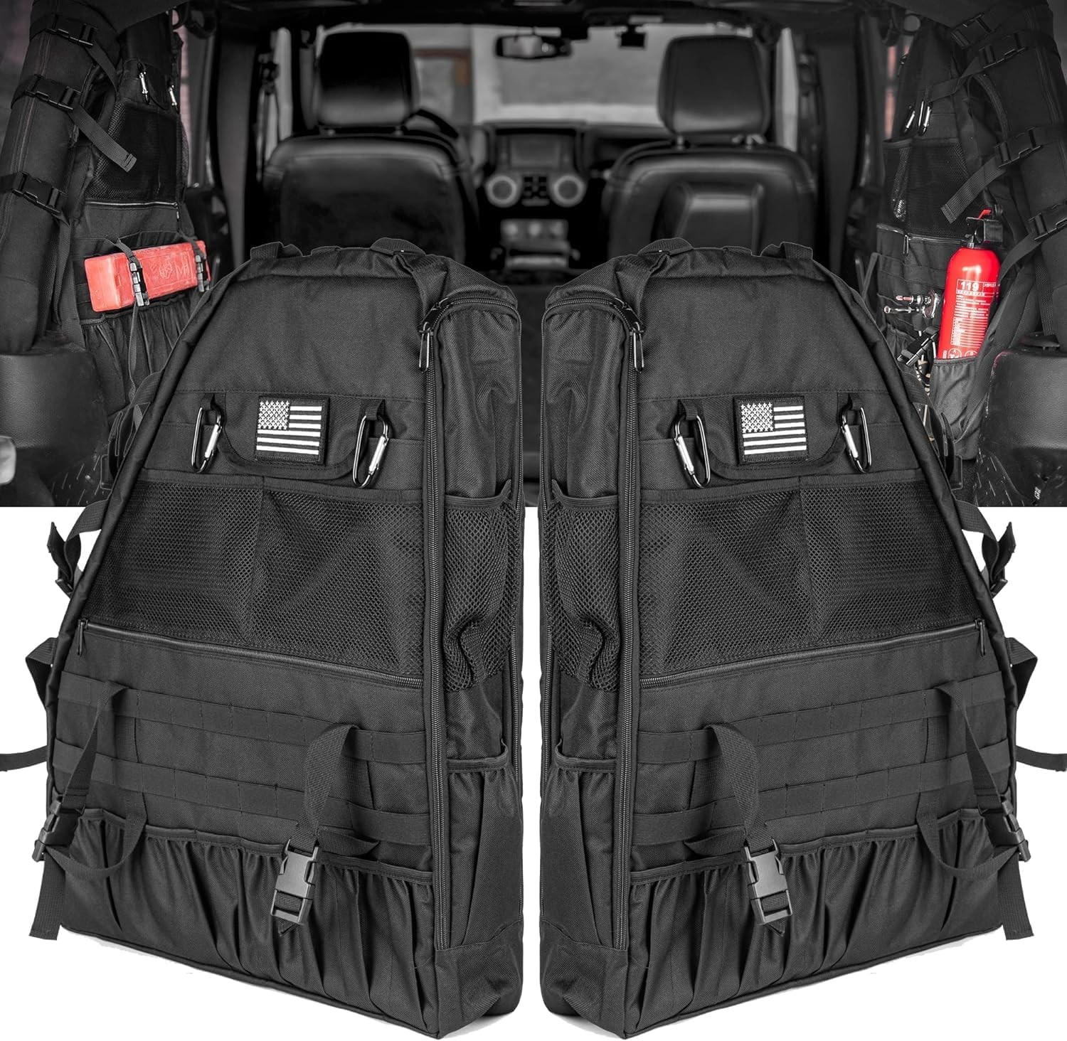 Roll Bar Storage Bags Compatible with Jeep Wrangler JK JL TJ LJ Unlimited 4-Door