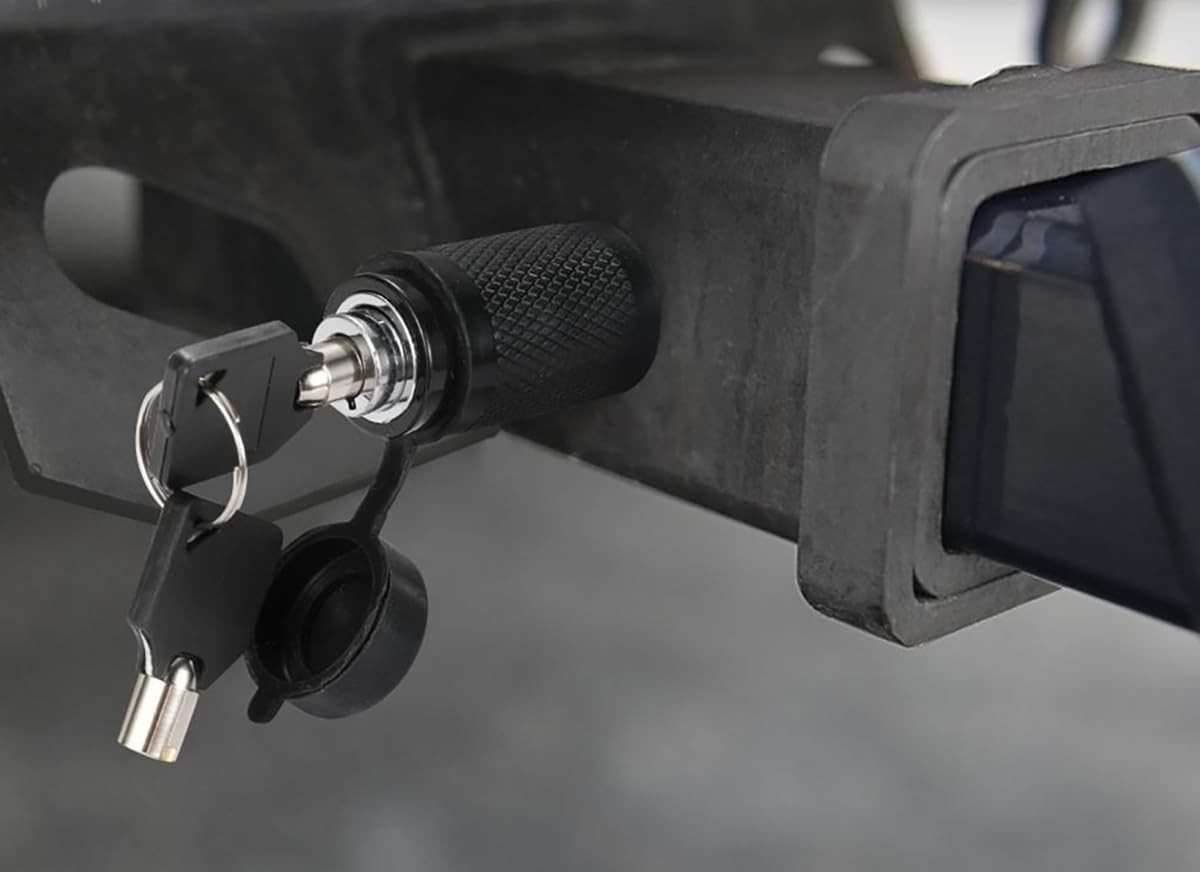 Elsjoy 5/8" Trailer Hitch Lock with Extra Long 4-1/2" Span, Long, Black