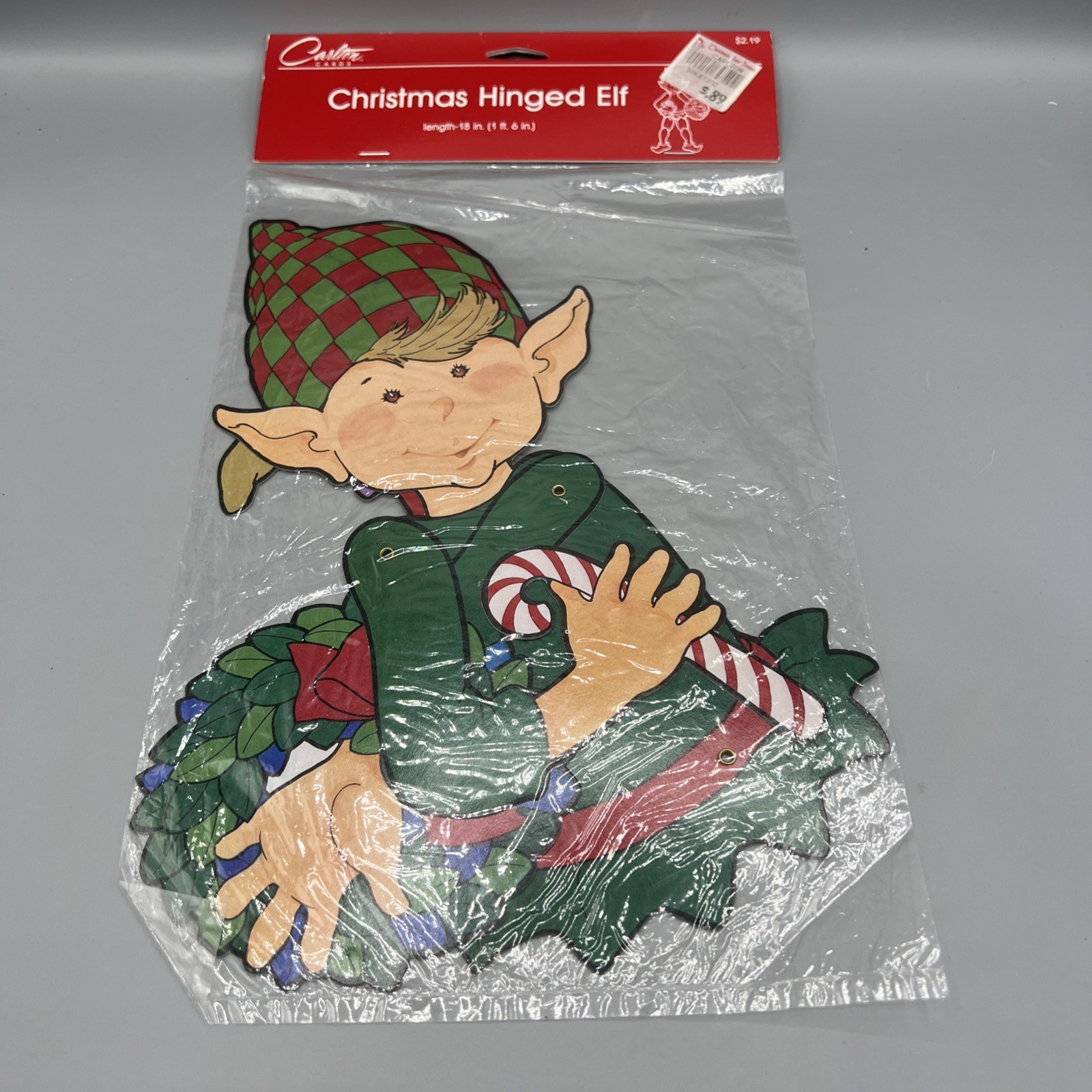 Carlton Cards Christmas NOS Hinged Elf  in Package Hong Kong