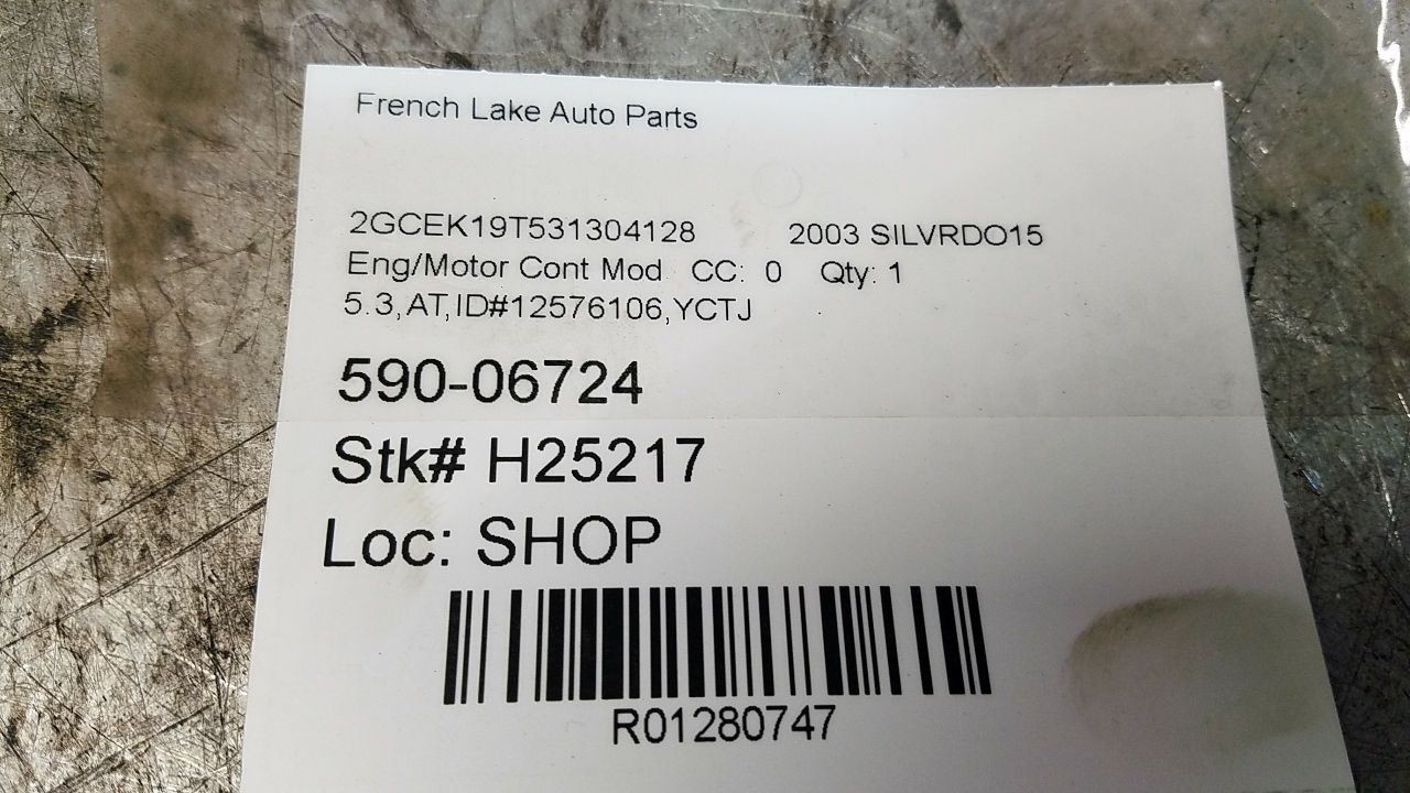 ECM Electronic Control Module ID 12576106 Fits 2003 SILVERADO 1280747