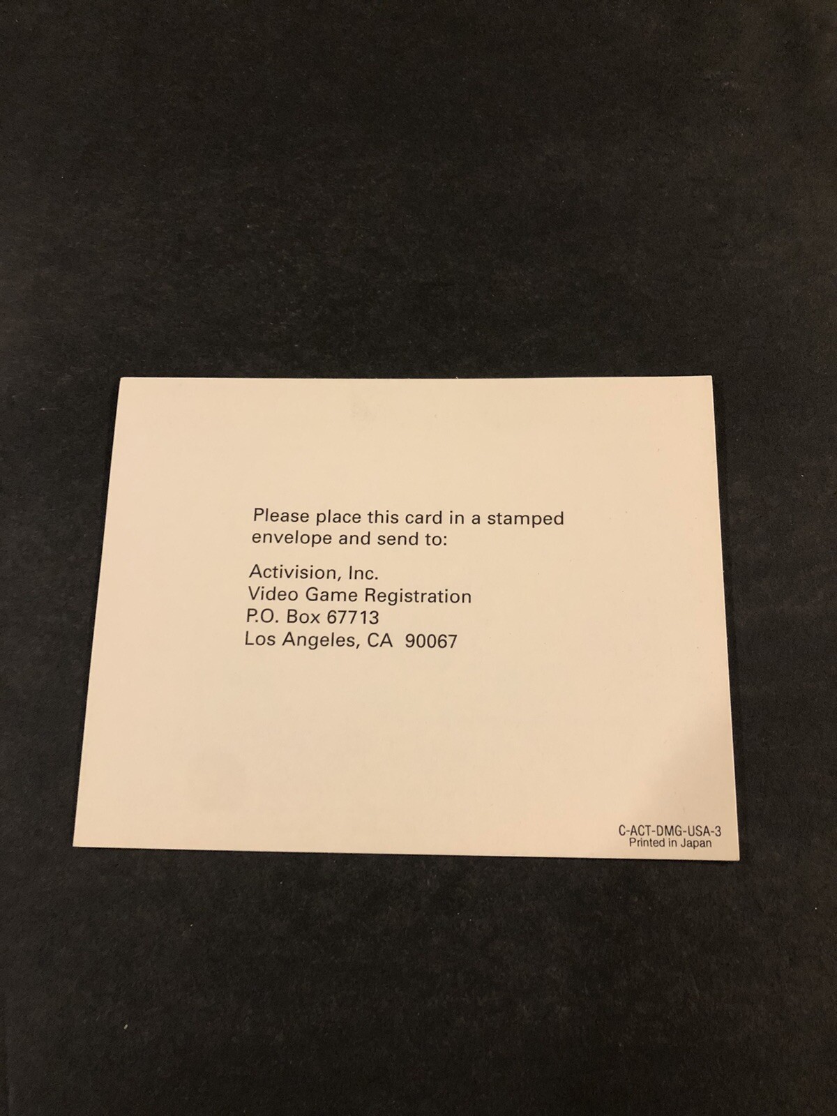 Nintendo gameboy Activision Registration card Insert C-act-Dmg-usa-3