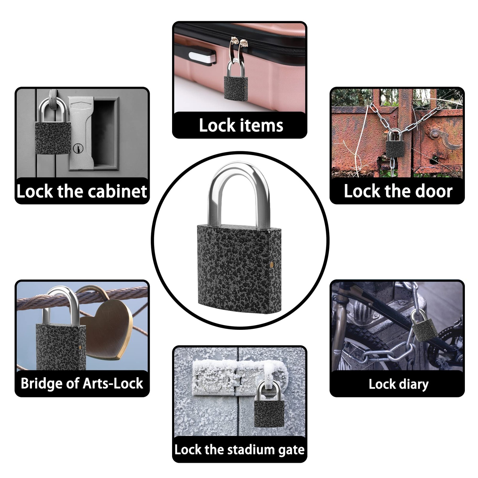 2 Pack Small Padlock with 3Keys keyed Alike，Locker Lock 30mm, Lock with Key P...