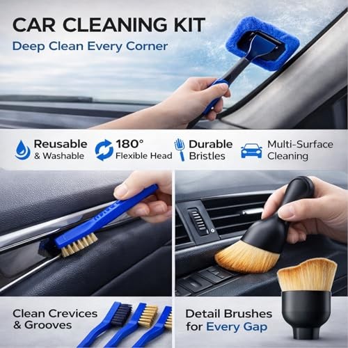 36Pcs Car Detailing Kit, Car Detailing Brush Set, Car Wash Cleaning Kit, Black