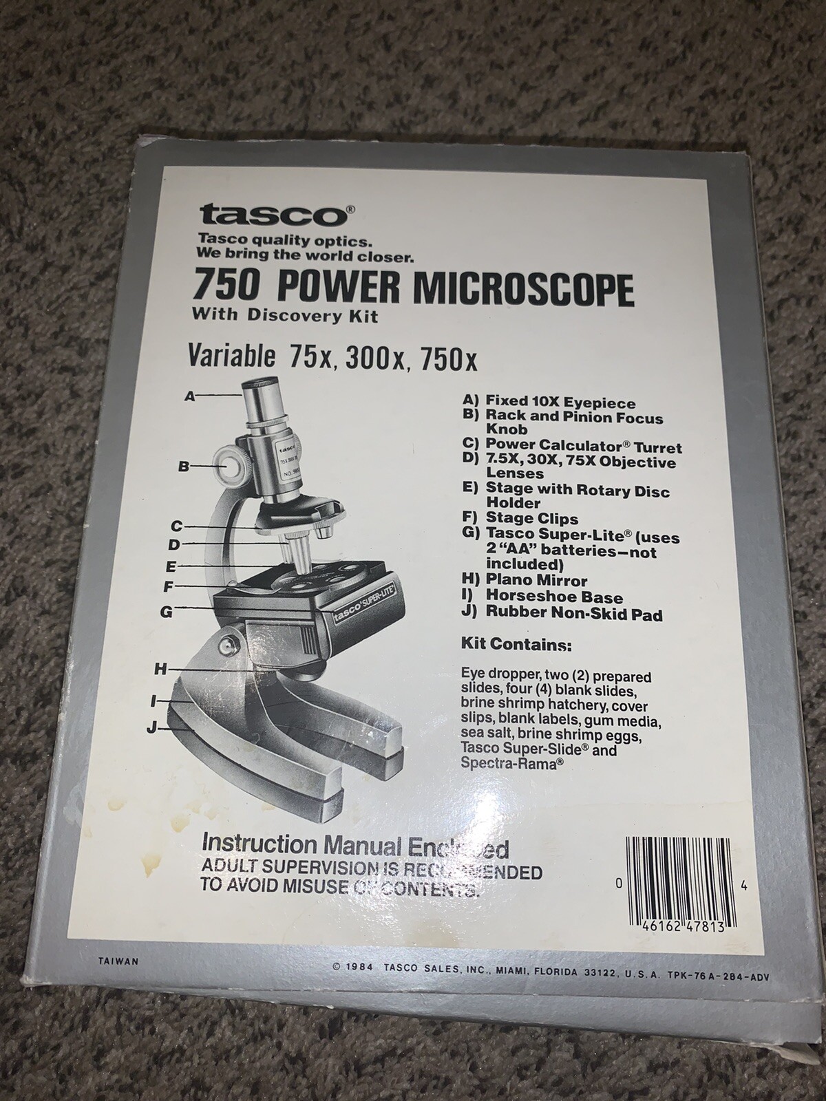 Vintage Tasco Microscope 600 Power Microscope with Box