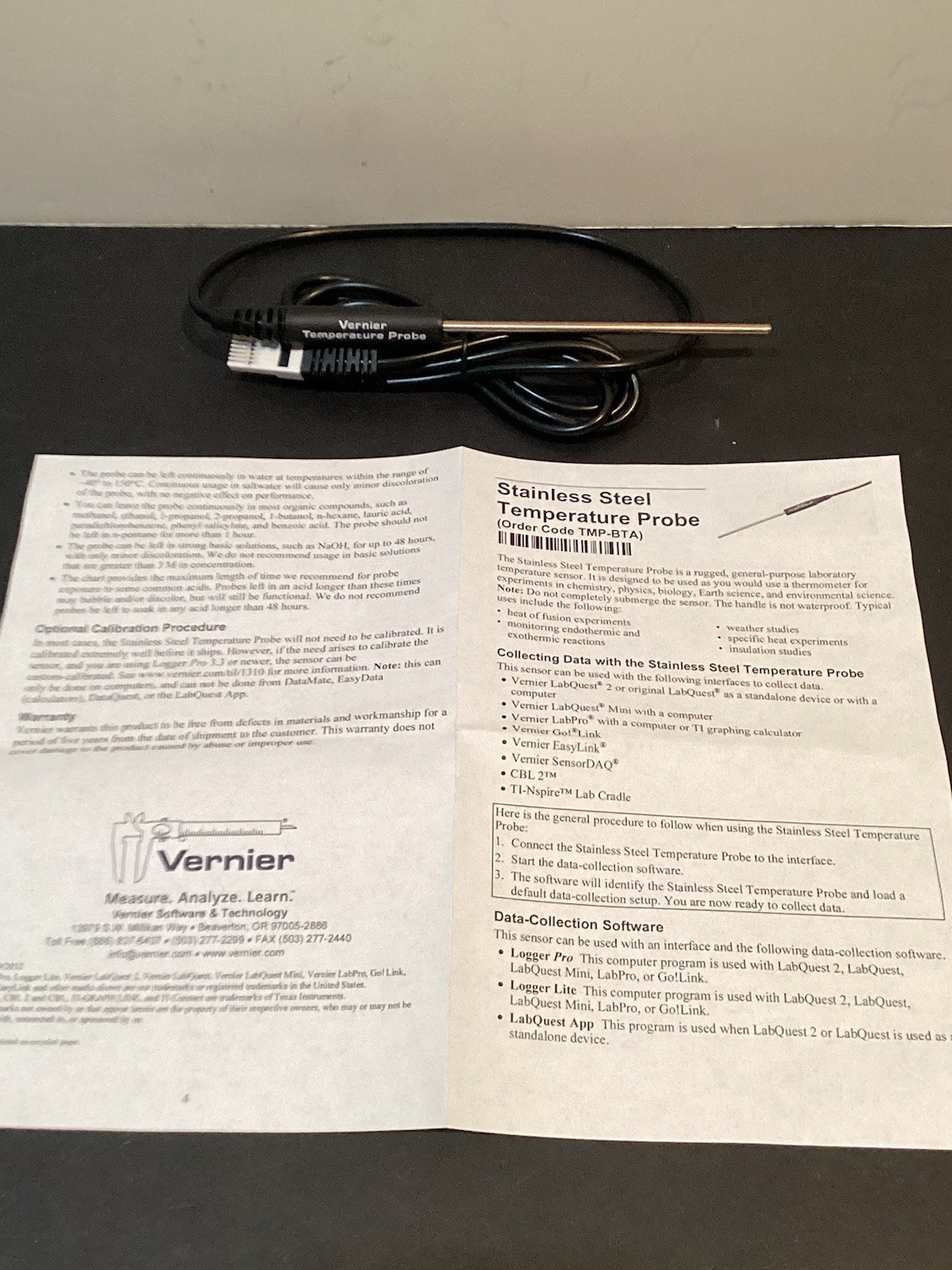 Vernier Stainless Steel Temperature Probe TMP-BTA