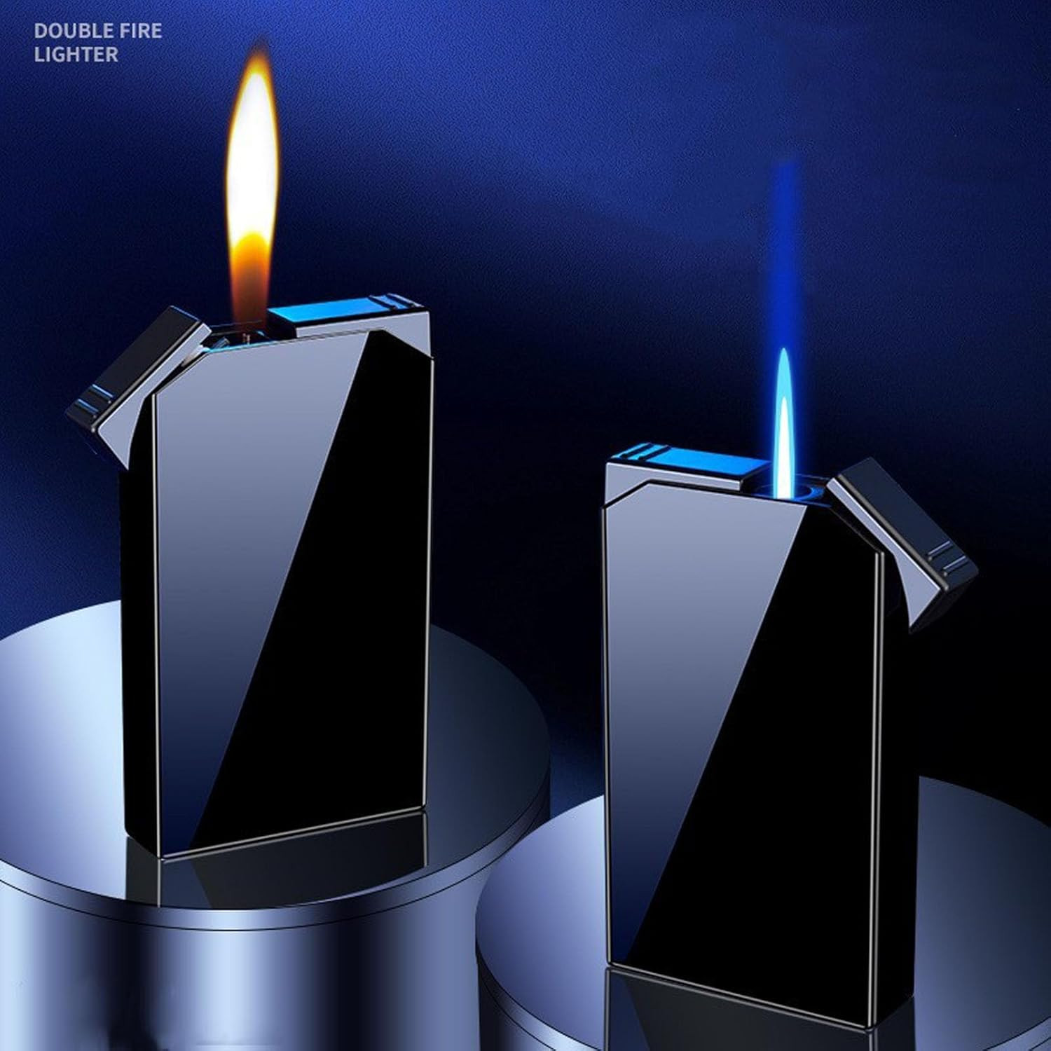Dual Flame Square Shape Torch Lighter, Switchable Torch Jet & Soft Flame Lighter