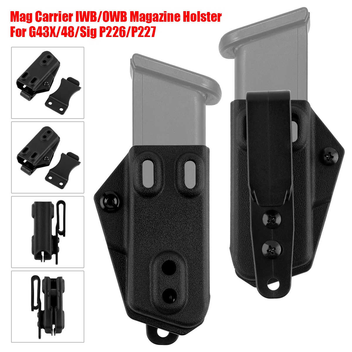 Black Kydex IWB/OWB Magazine Carrier for Glock 43X 48 G43x Holster