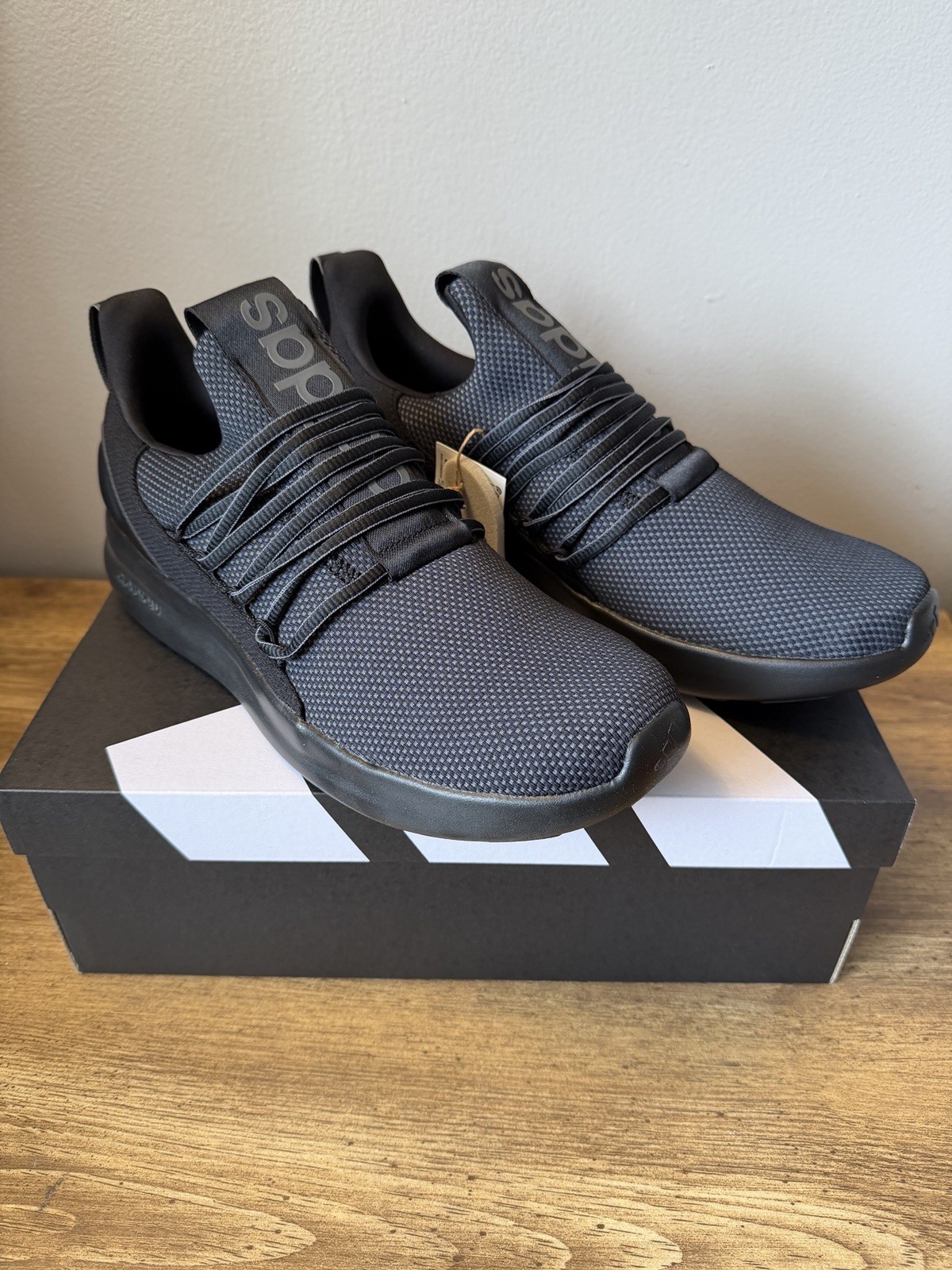 Size 12 Adidas Lite Racer Adapt 7.0 Shoes Black Comfort Sneaker IE6327 NEW