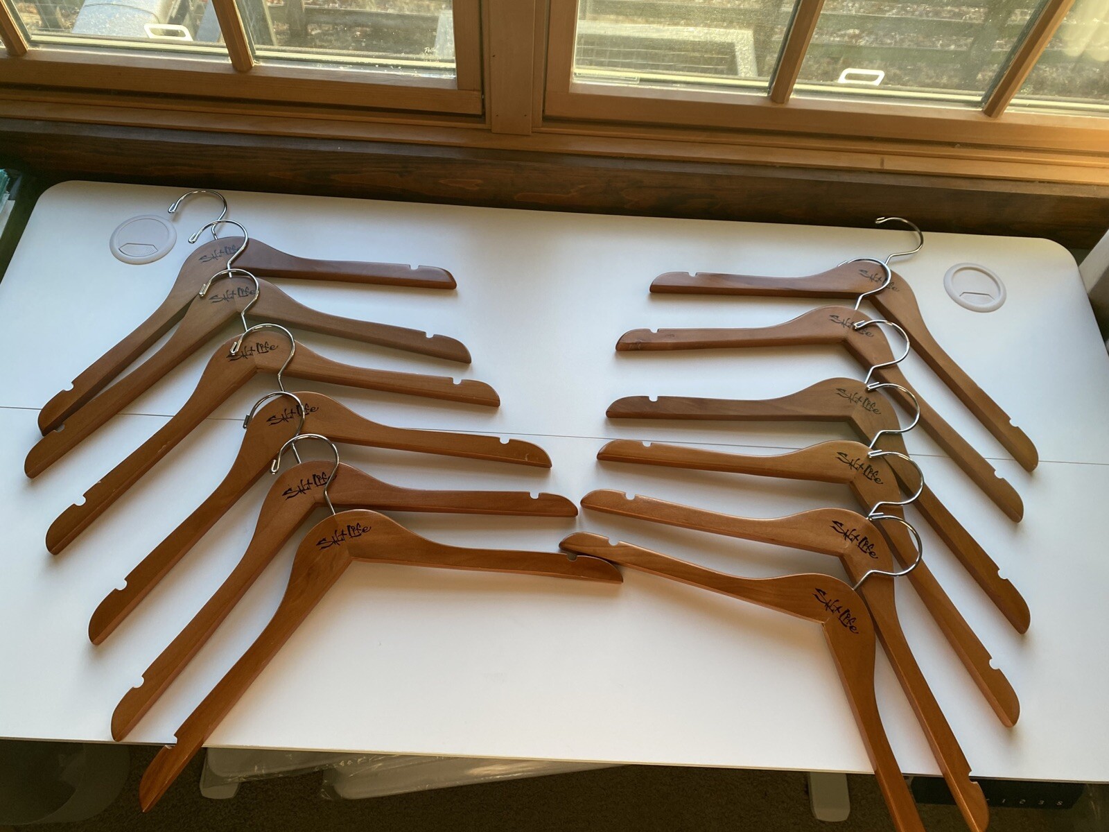 Lot Of 12 Wood Clothes Hangers Salt Life  (12) Shirt Hangers